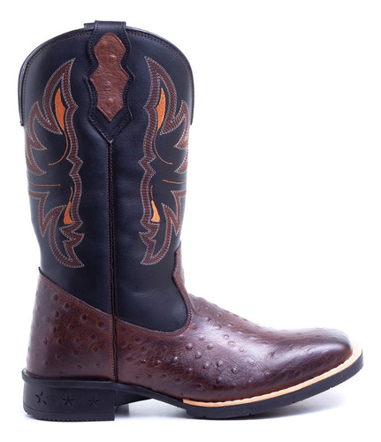 Bota Texana Masculina Couro Legitimo Estilo Avestruz Rodeo