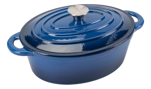 Olla De Hierro Fundicion Ovalada Esmaltado 30 Cm Cocina Azul