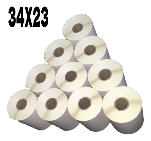 10 Rolo Etiqueta Adesiva 34x23 Mm 3 Coluna Zebra Elgin Argox Cor Branco