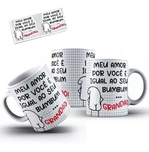 Caneca Meme Divertido Flork - Meu Amor Por Você É Do Tamanho