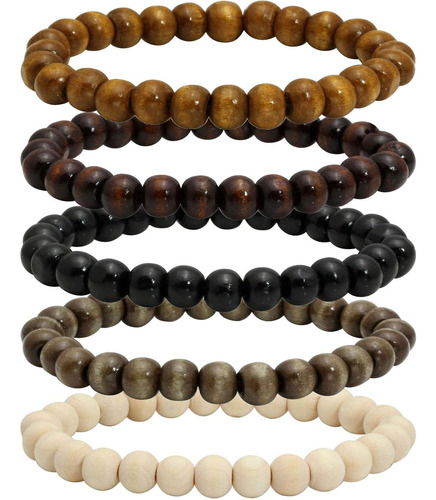 Jjdreams Pulsera De Cuentas De Madera Natural Para Hombres Y