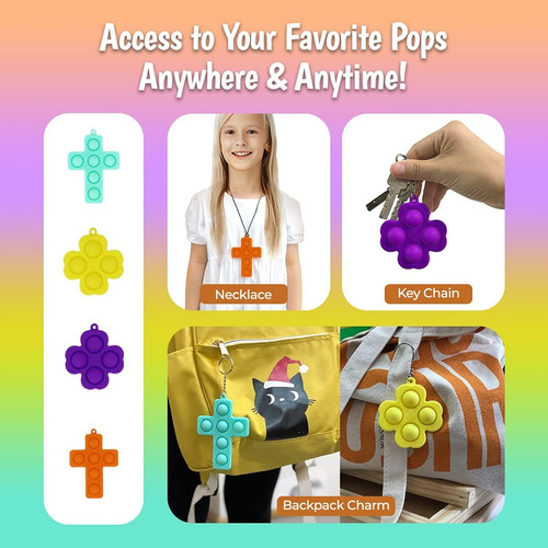 Collar Pop It, Mini Llavero Juguete Fidget, Simple Hoyuel...