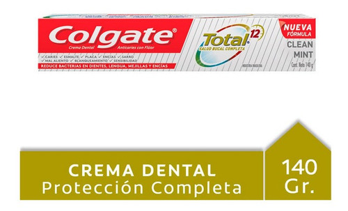 Colgate Total 12 Crema Dental Clean Mint X 140 Gr