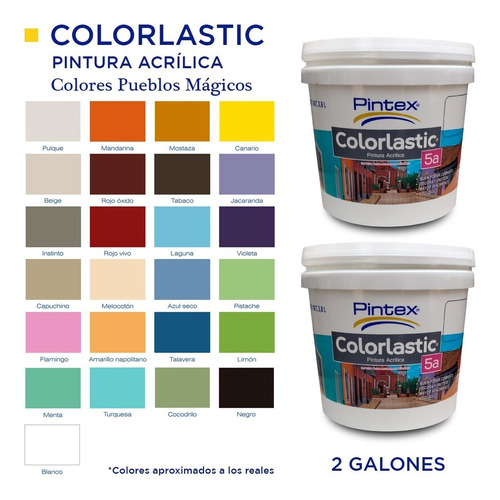 2 Pack Pintura Colorlastic 5 Años Pintex 3.8 Litros Int/ext