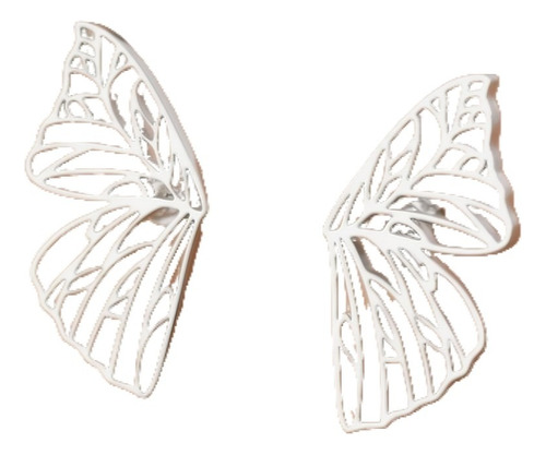 Aretes Topo Alas De Mariposa Acero Inoxidable Plateado 