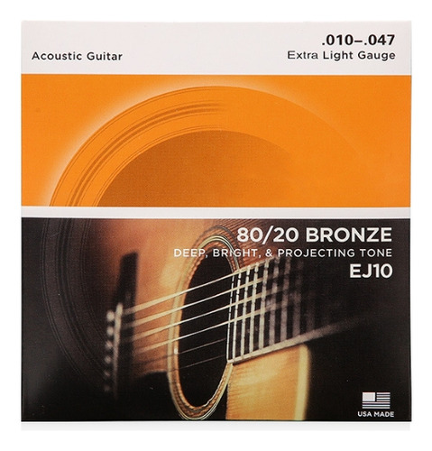 3 Juegos De Cuerdas Para Guitarra Daddario Ej10 80/20 Bronze