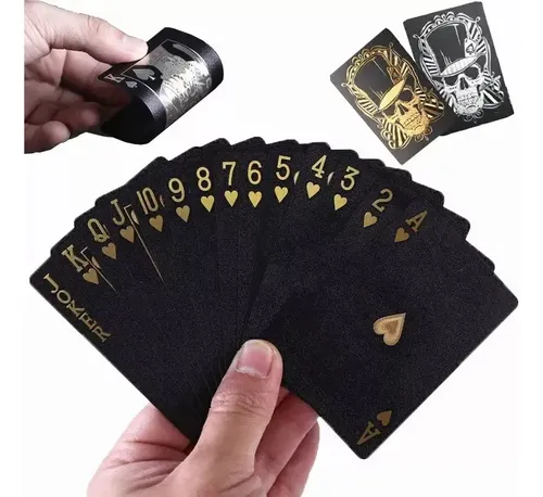 Lage Baraja De Poker Negra Plastificada – 54 Naipes De Plástico Impermeables Con Estuche, Profesionales Para Magia, Bridge Y Blackjack