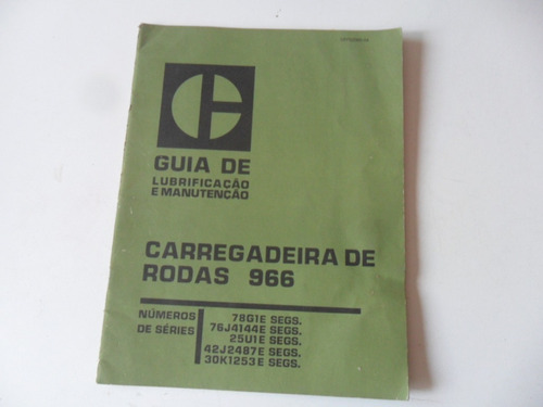 Manual Lubricacion Cargadora Caterpillar 966 Maquina Tractor