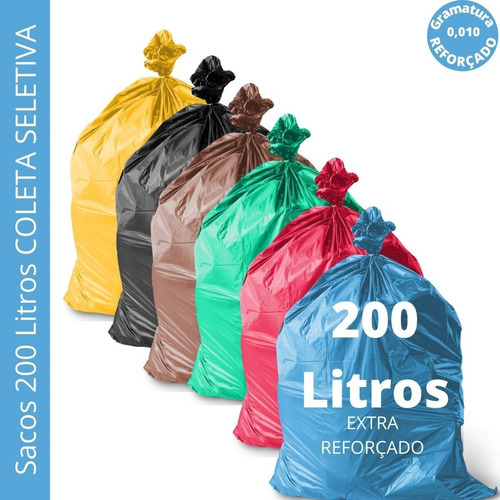 Saco Lixo 200 Litros Super Reforçado + Grosso Bem Resistente Cor Azul