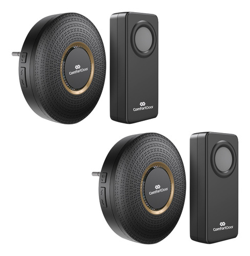Imagem 1 de 3 de Kit 2 Campainhas Sem Fio 52 Toques Bivolt Preto Comfordoor