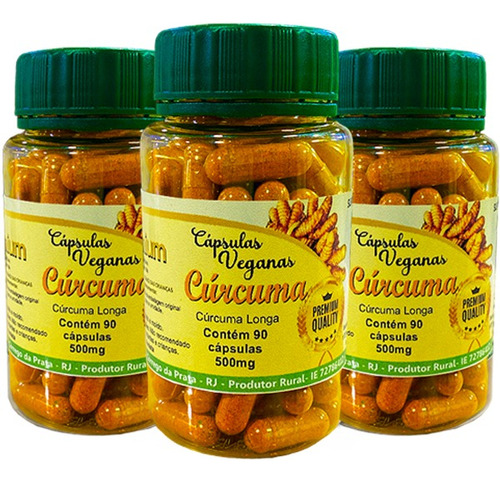 Cúrcuma Premium 500 Mg -  90 Cps - Kit Com 3 Frascos