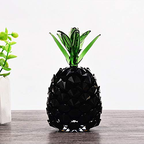 Yuanhen Piña De Vidrio Figura Cristal Negro Pineapple 8xj7r