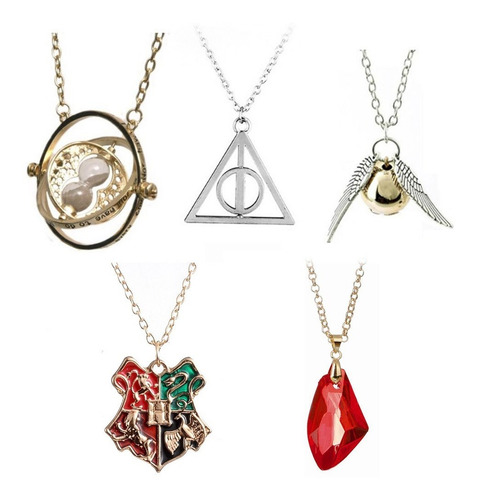 Set 5 Collares Harry Potter Snitch Giratiempo Reliquias