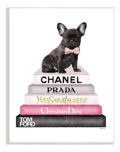 Stupell Industries Book Stack Fashion Placa De Pared De Bull