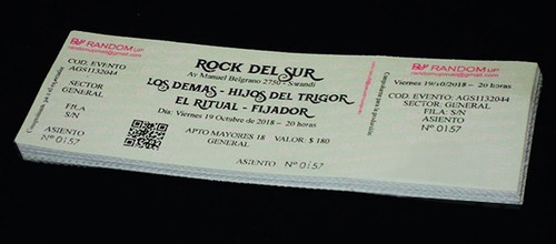 Entradas Para Eventos Numeradas.sin Holograma.1.000 Unidades
