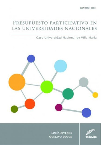 Presupuesto Participativo En Las Universidades, De Luque Riveros. Editorial Eduvim, Tapa Blanda En Español