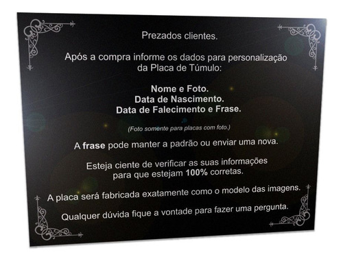 Placa De Túmulo 3 Pessoas Com Foto Redonda 40x30 Acm Preta