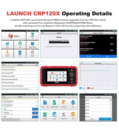 Imagen 5 de 8 de Escaner Launch Crp 129 X Cuerpo De Aceleracion X431 129x Motor Transmision Frenos Y Airbag 5 Reseteos Usados En Taller