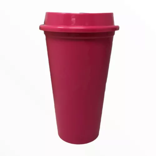 Vaso Con Tapa Reusable Café 16oz Plastico Colores Pack 50