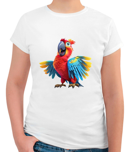Playera Para Dama Estampada Diseño De Ave Loro Guacamayo