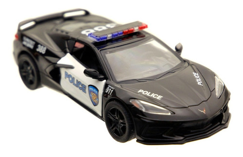 Carrinho Miniatura Da Policia Em Ferro Escala 1/32 De 12cm Cor Corvette