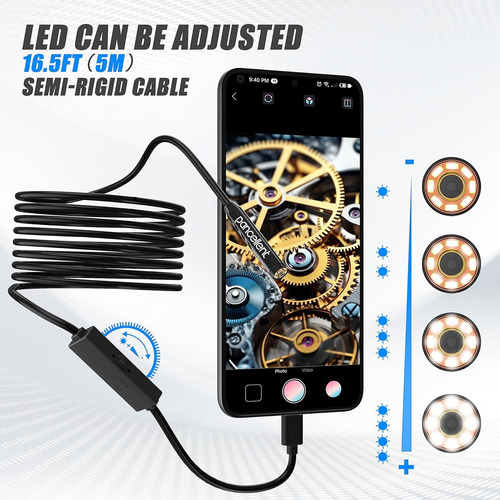 Borescopio Pancellent 1920p Hd 5m Con 8 Led Y App