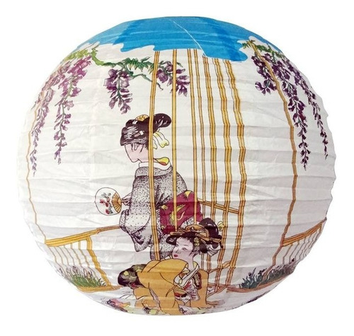 Kit 3 Luminária Japonesa Branca Gueixas Oriental Festa  40cm