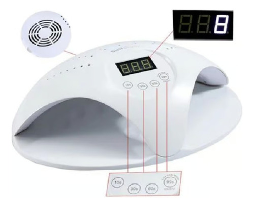Lampara De Uñas Led Uv 72w Doble Manos Secado Rapido