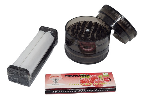 Combo Armador De Cigarrillos + Grinder + Cuero Papel Sabores