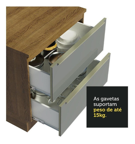 Armário De Cozinha Completa De Canto 546cm Rc Lux Madesa 05 Cor Rustic/Cinza