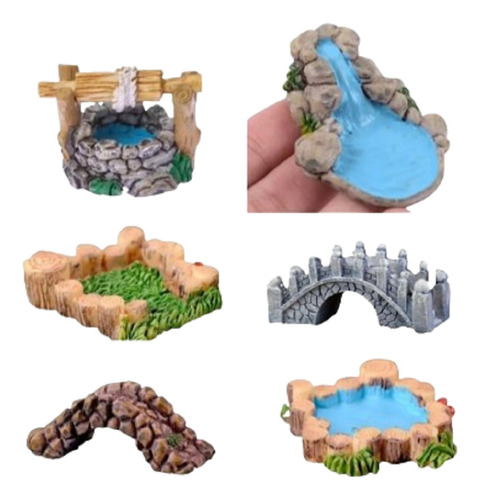 Cascada Pozo Pasto Pileta Puente Miniatura Casa Muñecas 1uni