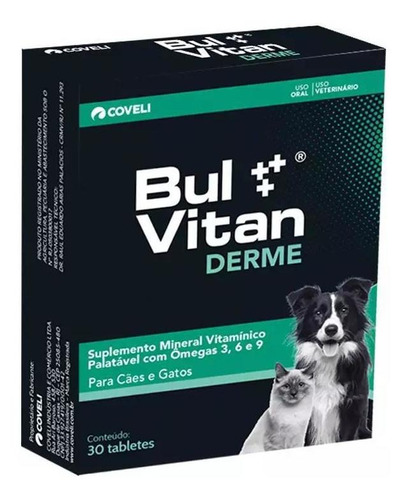 Suplemento Bul Vitan Derme Coveli Cães E Gatos 30tabletes