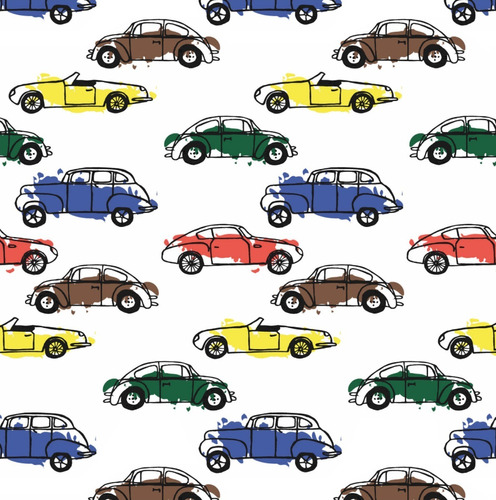 Papel De Parede Clássico Carro Fusca Conversíveis Lavável 3m