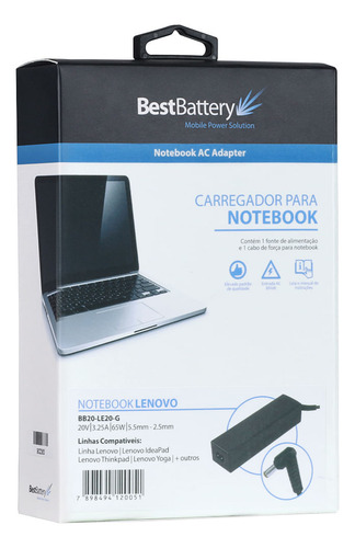 Fonte Carregador Para Notebook Lenovo S10-3 - 65 Watts