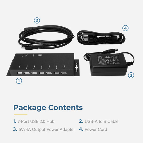 Hub De Metal 7 Puertos Usb 2.0 Para Pc-mac