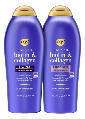 Shampoo E Condicionador Ogx Thick & Full Biotina E Colágeno