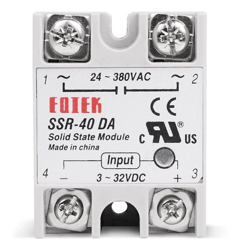 SSR-40 DD Control 3-32 VDC y paso 12-220 VDC Con LED indicador de cierre Corriente Contínua Normalmente Abierto. Relé de estado sólido de 40A 