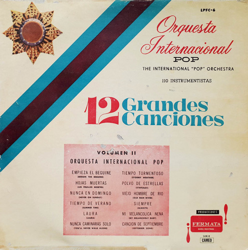 Orquesta Internacional Pop  - 12 Grandes Canciones Lp