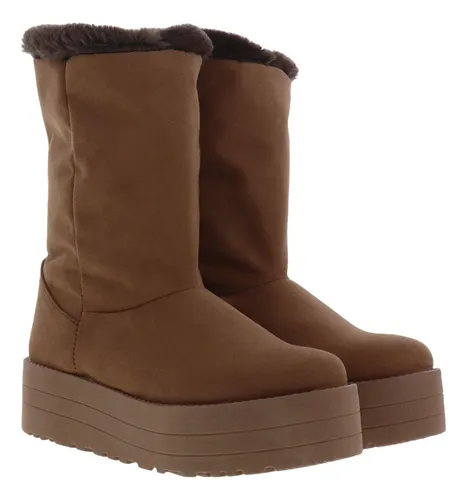 Botas Invierno Plataforma Forro Peluche Gamuza Mujer Erez