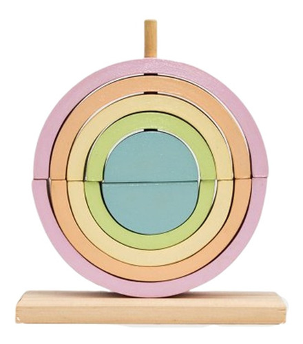 Arco Iris Doble Pastel Encastre Montessori 10 Piezas Mk