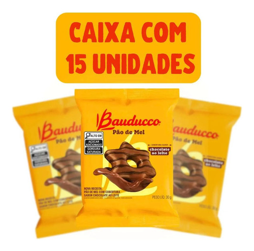 Pão De Mel Chocolate Bauducco 30g - 15 Unidades