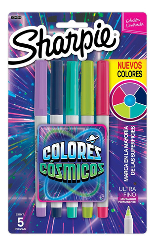 Marcadores Sharpie 5 Colores Cosmicos Trazo Ultra Fino - Rex