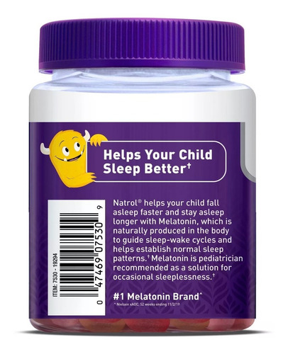 Imagen 6 de 6 de Gomitas Melatonina Kids Niños Natrol 1mg | 90 Piezas