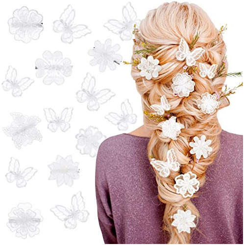 19 Piezas Mariposa Cabello Clip Bodas Flores Cabello X79nf