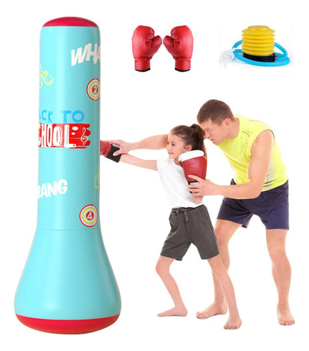 Columna De Boxeo Inflable Para Niños +guantes /descompresión