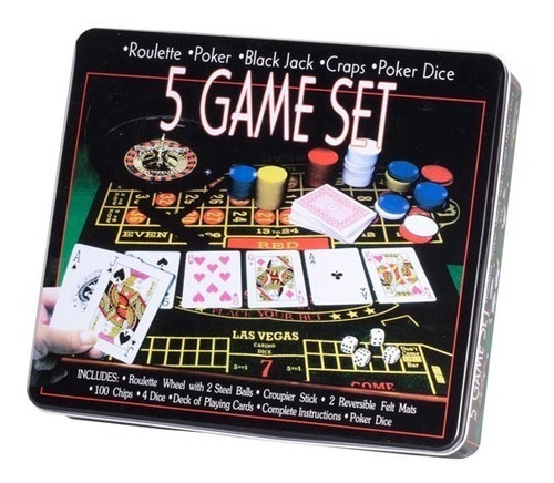 Juego De Mesa Set 5 En 1 Poker, Ruleta, Black Jack Y Más