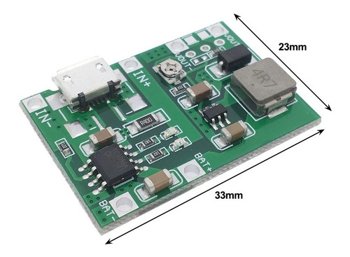 Modulo Carga Y Desc. + Elevador De Voltaje Tpa4056 Li 18650