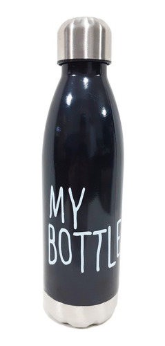 Botella 700 Ml Color Negro Con Tapa Acero Inox - Sheshu Home