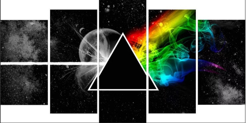 Painel Mosaico 5 Partes Pink Floyd The Dark Side Of The Monn