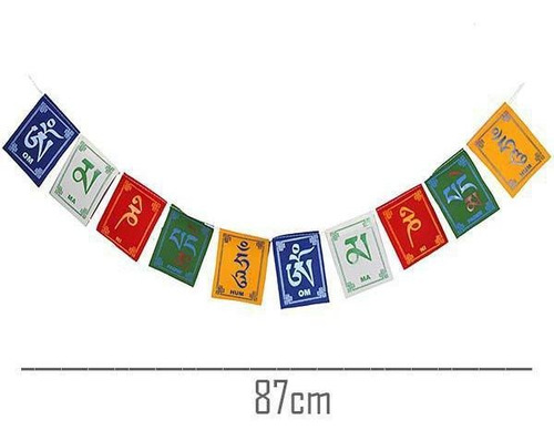 Bandeiras De Oração Tibetana Om Mani Padme Hum Mantra - 8cm